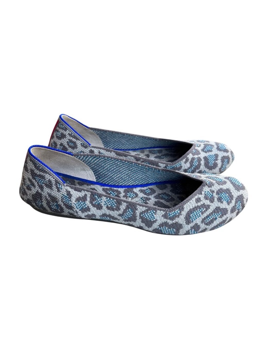 Rothy’s SIZE 7.5 Spotted Grey and Blue Leopard Animal Print Round Toe Flats